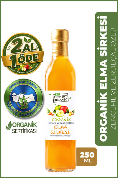BE FERMENT Organik Zerdeçal Ve Zencefil Özlü Elma Sirkesi (250 Ml )