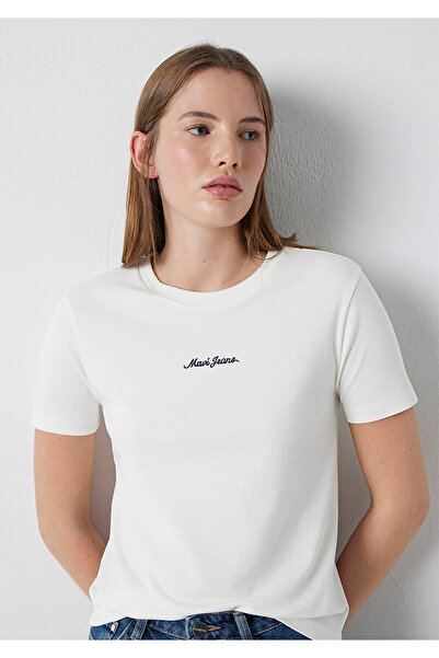 Mavi Jeans Embroidered White T-Shirt Slim Fit / Narrow Cut 1614201-80194