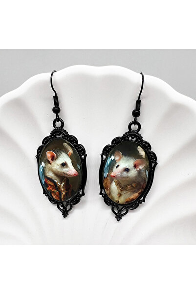 Choice 1 Creative Mismatched Lady And Gentleman Opossum Earrings Gothic Oval ...