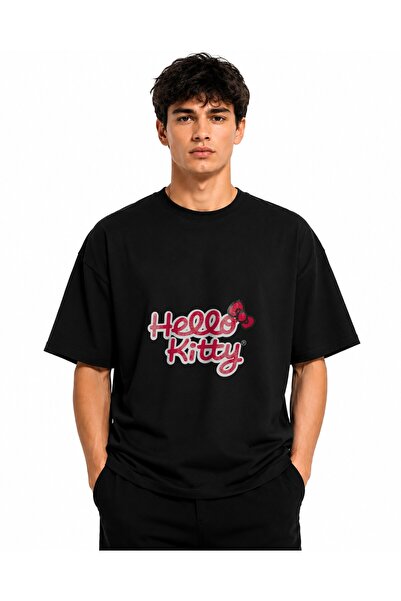 Inscriptie Tricou Unisex Bumbac Premium Casual " Hello Kitty Logo red "