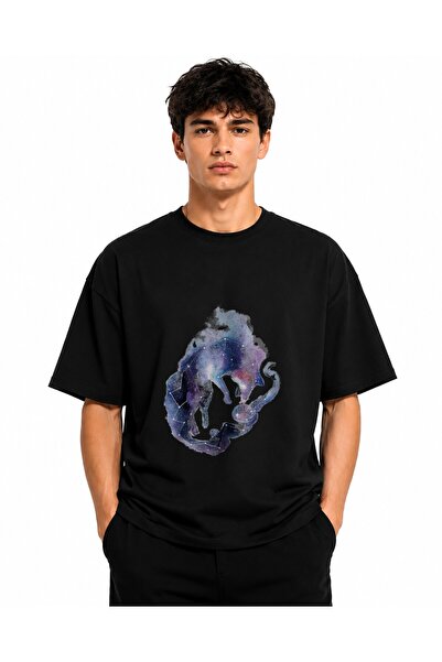 Inscriptie Unisex Premium Cotton Casual T-Shirt "Galaxy fox drawing"