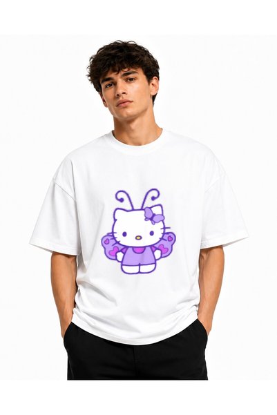Inscriptie Unisex Premium Cotton Casual T-Shirt "Hello Kitty figpin"