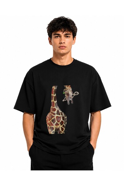 Inscriptie Tricou Unisex Bumbac Premium Casual " Girafa acrilica "