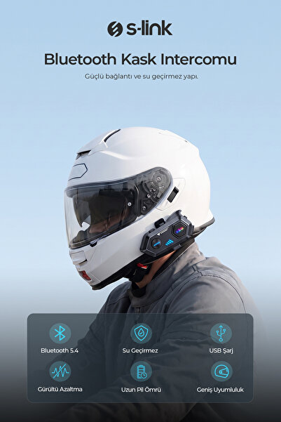 S-LINK Spark Bluetooth 5.4v Kask Kulaklık Su Geçirmez Intercom