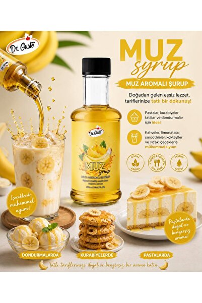 Dr. Gusto Muz Kokteyl Şurup 300 CC – Yoğun Muz Aromalı İçecek,Kahve ve Tatlı ...