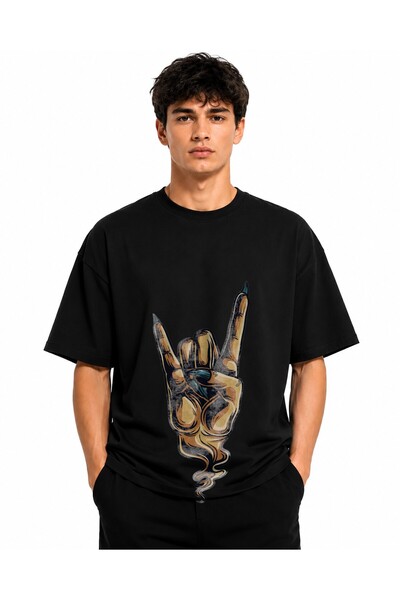 Inscriptie t-shirt Unisex Premium Cotton Casual "Devils horns hand sign"