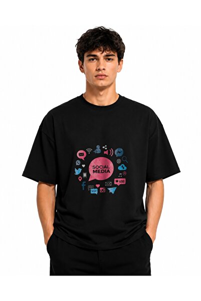 Inscriptie Tricou Unisex Bumbac Premium Casual " Social media 7 "