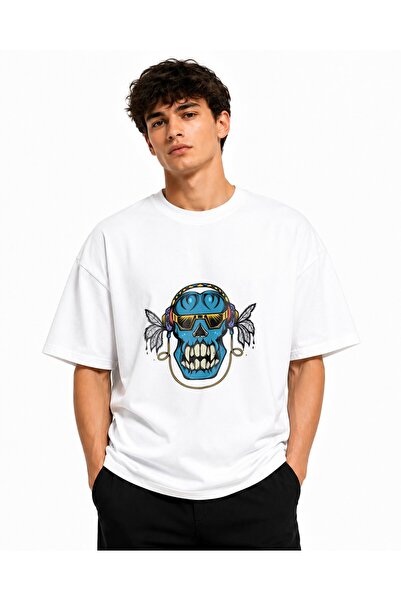 Inscriptie Tricou Unisex Bumbac Premium Casual " DJ Skull "