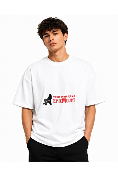 Inscriptie Unisex Premium Cotton Casual T-Shirt "Your mom is EpicMount"