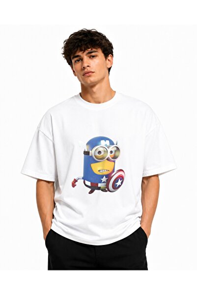 Inscriptie Tricou Unisex Bumbac Premium Casual " Minion - Capitanu America "