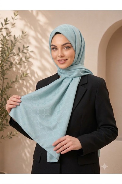MİRSOY SCARF Lina Mint Desen Kaymaz jakarlı Şal