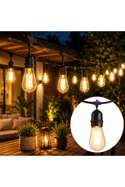 EMATTEIRO Ghirlandă Luminoasă 10 m cu 10 Becuri LED Filament E27, IP44, Alime...