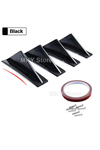 Choice6 Curved black 4pcs Universal ABS Car Modified Rear Bumper Diffuser Spo...