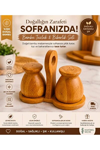 SEVORAHOME 2'li Bambu Tuzluk Karabiberlik Seti