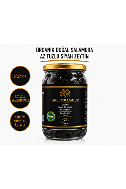 Green Amour Gemlik Doğal Salamura Siyah Zeytin Net 700 gr Pestisit Içermez