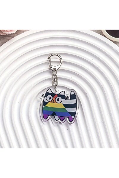 Choice4 Style 4 Colorful Cat Acrylic Car Keychain Accessory Pendant Cute Cart...