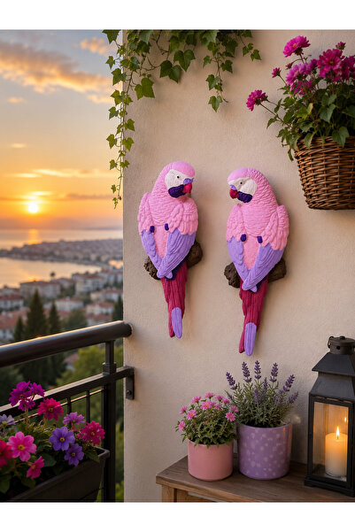 BUBUHOMEDECOR Amazon Papağan Çifti Duvar Süsü – Balkon, Bahçe ve Teras Dekoru