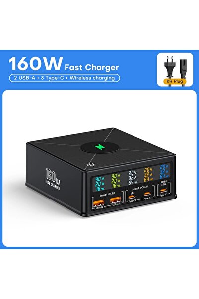 Choice KR Plug ASOMETECH 160W USB Charging Station Wireless Charging 100W 65W...