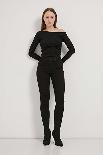 Arma Life Women's High Waist Five Pocket Classic Skinny Black Pants