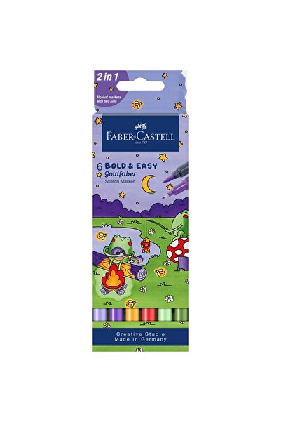Faber Castell MARKER PENTRU SCHIȚĂ CU 2 CAPETE, SET 6 BOLD AND EASY GOLDFABER...