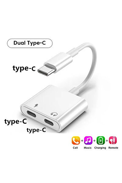 Choice Dual Type C 2 in 1 Type C To 3.5mm Earphone Jack Audio Charging Adapte...
