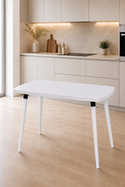 VİLİNZE Argos Sabit Mdf Beyaz Mutfak Masası - 70x120 cm