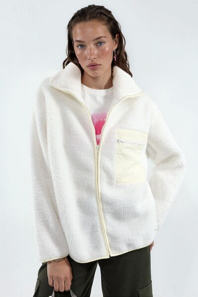 Hiccup BDART Suni Kürk Zipper Kapatmalı Oversize Ceket