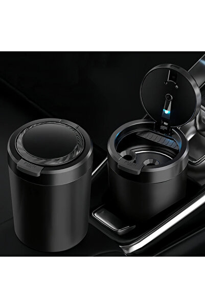 Choice black Car Ashtray With LED Light Universal Alloy Ash Tray Car Retardan...