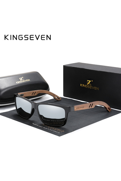 choice2 Orignal silver KINGSEVEN 100% Polarized Vintage Men Wooden Sunglasses...