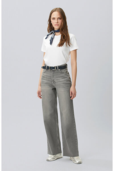 Network Koyu Gri Wide Leg Denim Pantolon