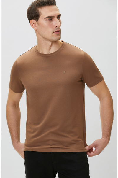 Network Kahverengi Pike Desen Basic T-shirt
