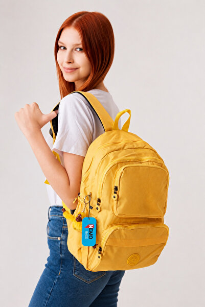 NEMO BAGS للجنسين حقيبة ظهر مدرسية صفراء حقيبة كمبيوتر محمول وحقيبة سفر حقيبة...
