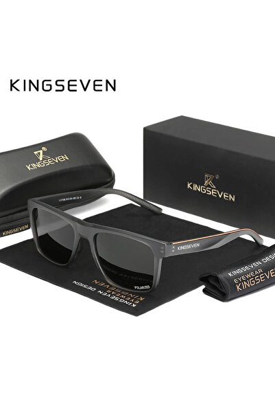 Choice4 نظارات شمسية مستطيلة الشكل من ماركة KINGSEVEN، إطار رمادي شفاف، تصميم...
