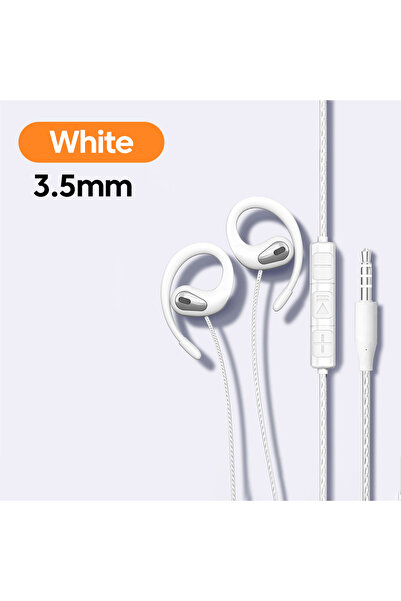 Choice5 سماعات أذن سلكية بيضاء بطول 1.2 متر، 3.5 ملم/Type-C، مع خطاف للأذن، إ...