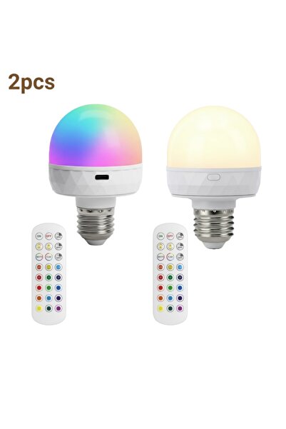 Choice 2PCS RGB LED Light Bulb USB 5V Charging Smart Remote Control Dimmable ...