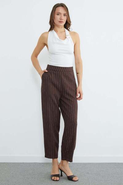 Fulla Moda Striped Zippered Pants with Pliers Pocketed