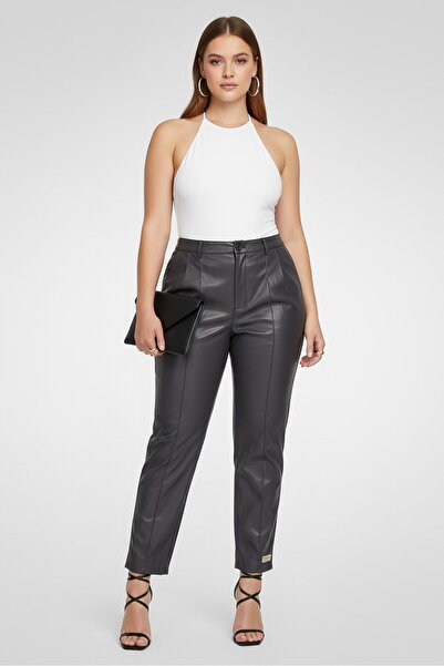 The Giving Movement Women Skinny Fit Solid Straight Leg Pants, Dark Grey