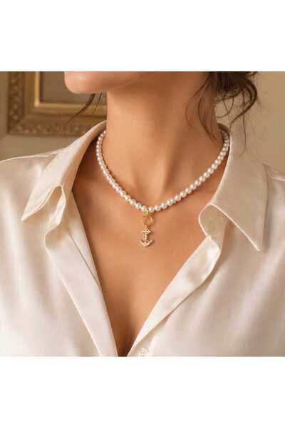 Ivory Pearl Pearl Necklace,Pearl Scarf Necklace,Scarf,Handbag Scarf,Handbag Charm,Multi-Purpose Accessory,Jewelry,Necktie,Ship Anchor Figured