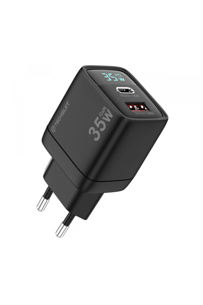 Techsuit Incarcator Retea CH3 LEDChargX Display, 35W, 3A, 1 x USB-A - 1 x USB...