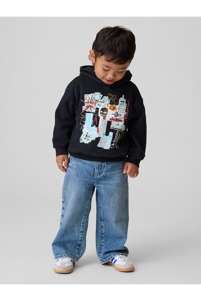 GAP Erkek Bebek Siyah Jean-Michel Basquiat VintageSoft Sweatshirt