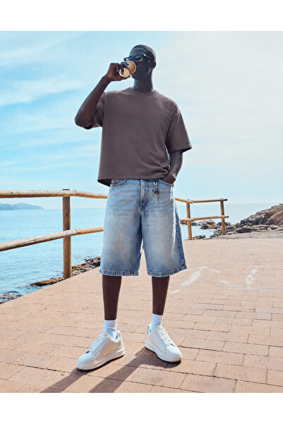DAMGA JEANS Ανδρικό μπλουζάκι με κοντό μανίκι σε βασικό καφέ χρώμα, άνετη εφα...