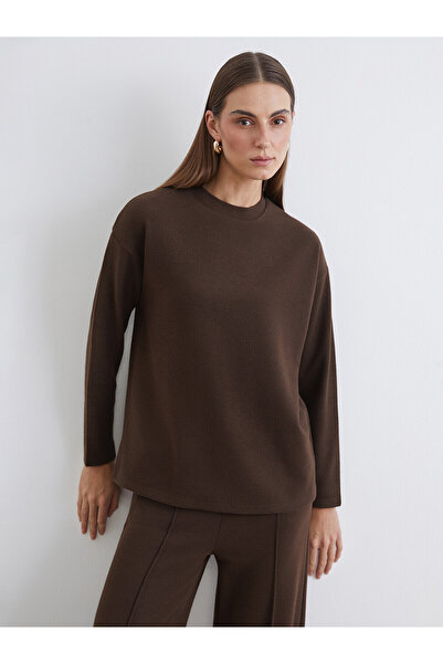 LC Waikiki Lcw Everyday Brown Crew Neck Oversize Women's T-Shirt