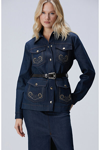 Network Koyu Indigo Mavi Denim Ceket