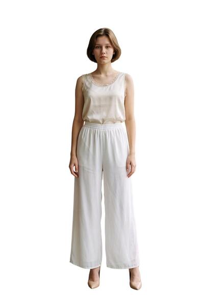 Generic Wide Leg Chiffon Palazzo Pants with Elastic Waistband, Flowy Design &...