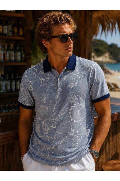 İLKCET MODA Erkek Dijital Baskılı Yakalı Premium T-shirt