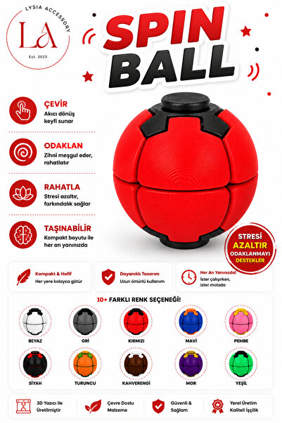 lysiaaccessory Spin Ball Stres Topu Fidget Oyuncak | Dönen Basmalı Dikkat ve ...