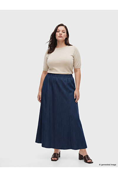 LC Waikiki Alita City Lcw Grace Black Denim Straight Long Women's Jean Skirt ...