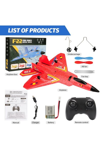 Choice Red F22 Raptor RC Plane 2.4G 2CH Remote Control Flying Glider With LED...
