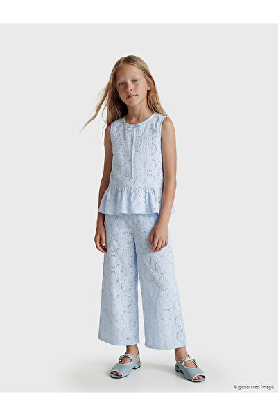 LC Waikiki Trendlucky Girls' Peplum Blouse with Oval Neckline and Contrast