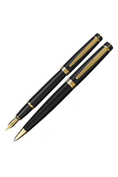 Scrikss Pen Set 38 Fountain & Ballpoint Black Gold Luxury Box